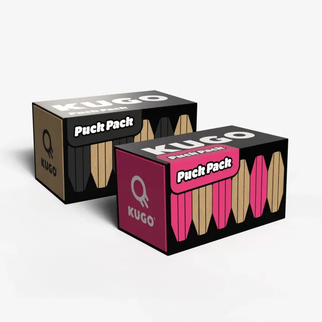 KUGO games Puck Packs puky 7–12 černé dřevo 6 ks