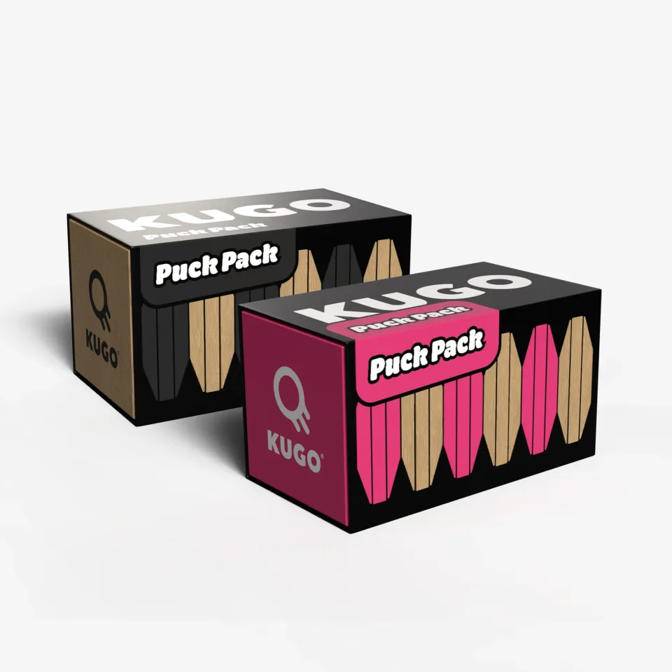 KUGO games Puck Packs puky 7–12 černé dřevo 6 ks