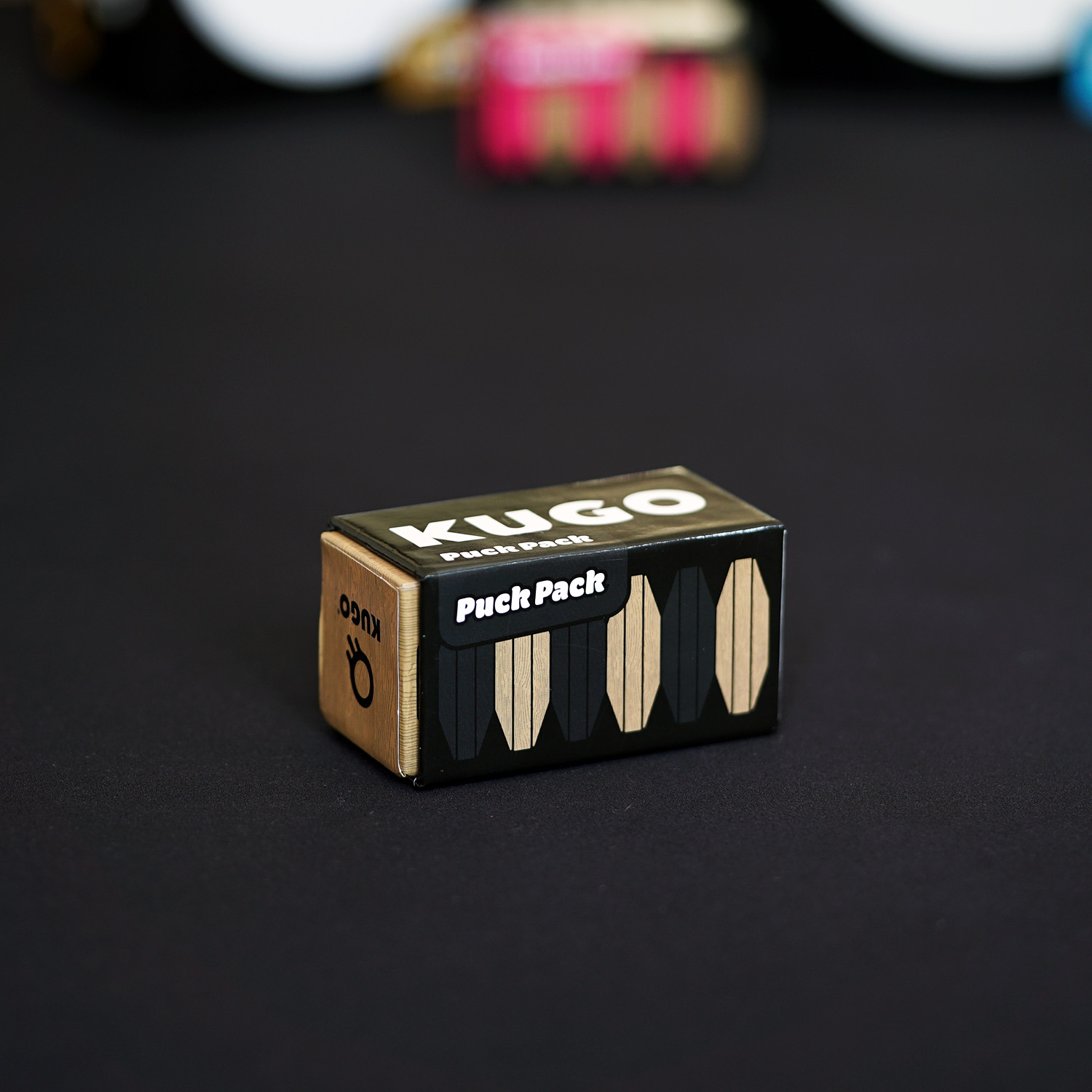 KUGO games Puck Packs puky 7–12 černé dřevo 6 ks